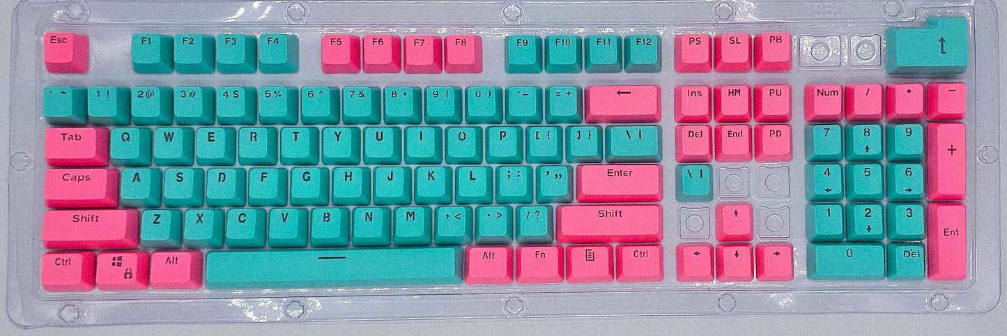 Full Size 104 Key Pink & Turquoise Keycaps