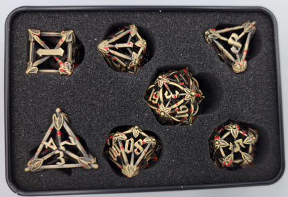 Ancient Gold w/ Blood Splatter Hollow Metal Caltrops Dice