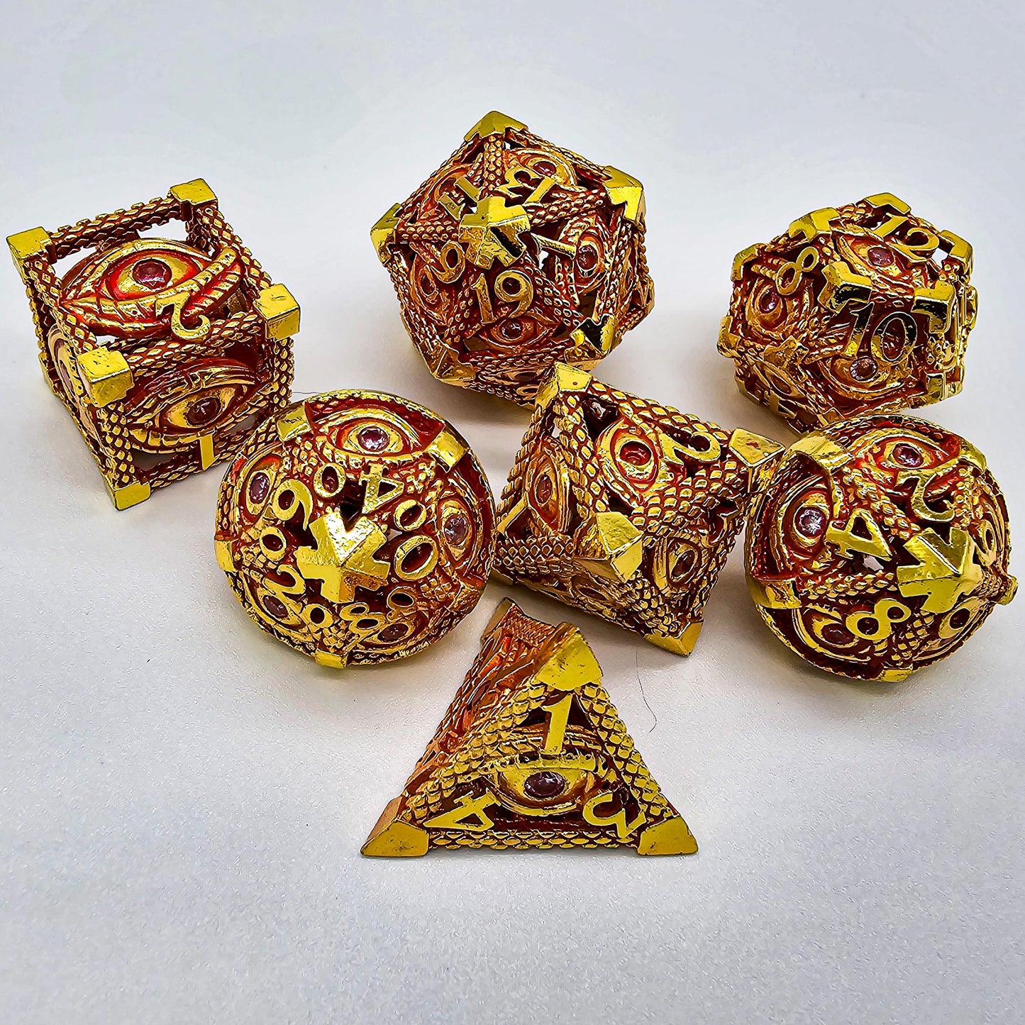 Red & Gold Hollow Metal Illuminati Dice