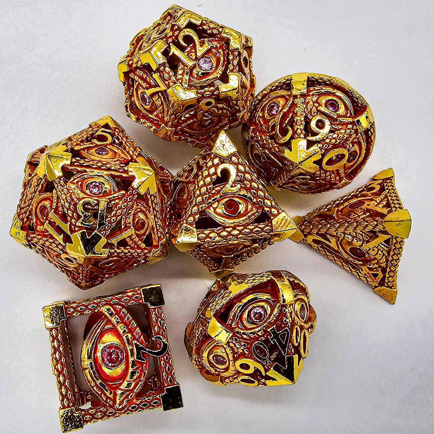 Red & Gold Hollow Metal Illuminati Dice