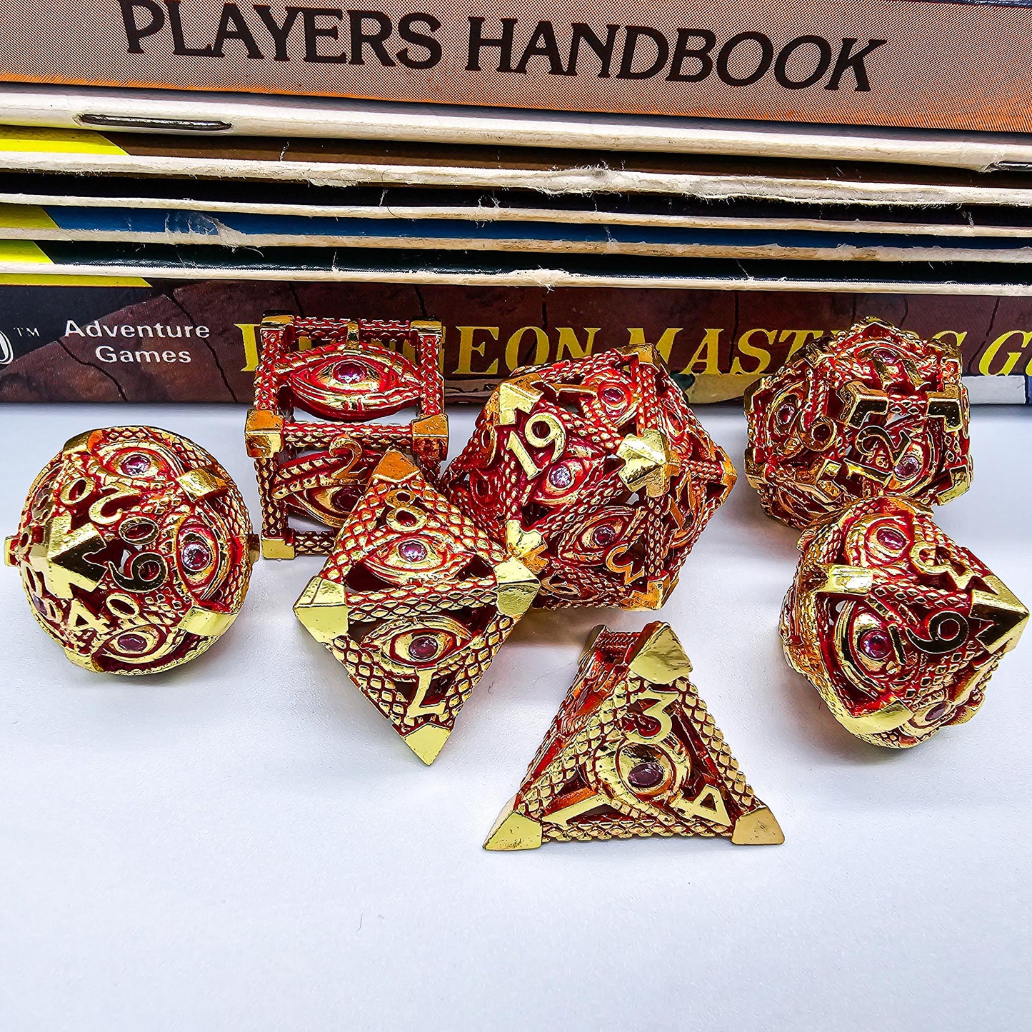 Red & Gold Hollow Metal Illuminati Dice