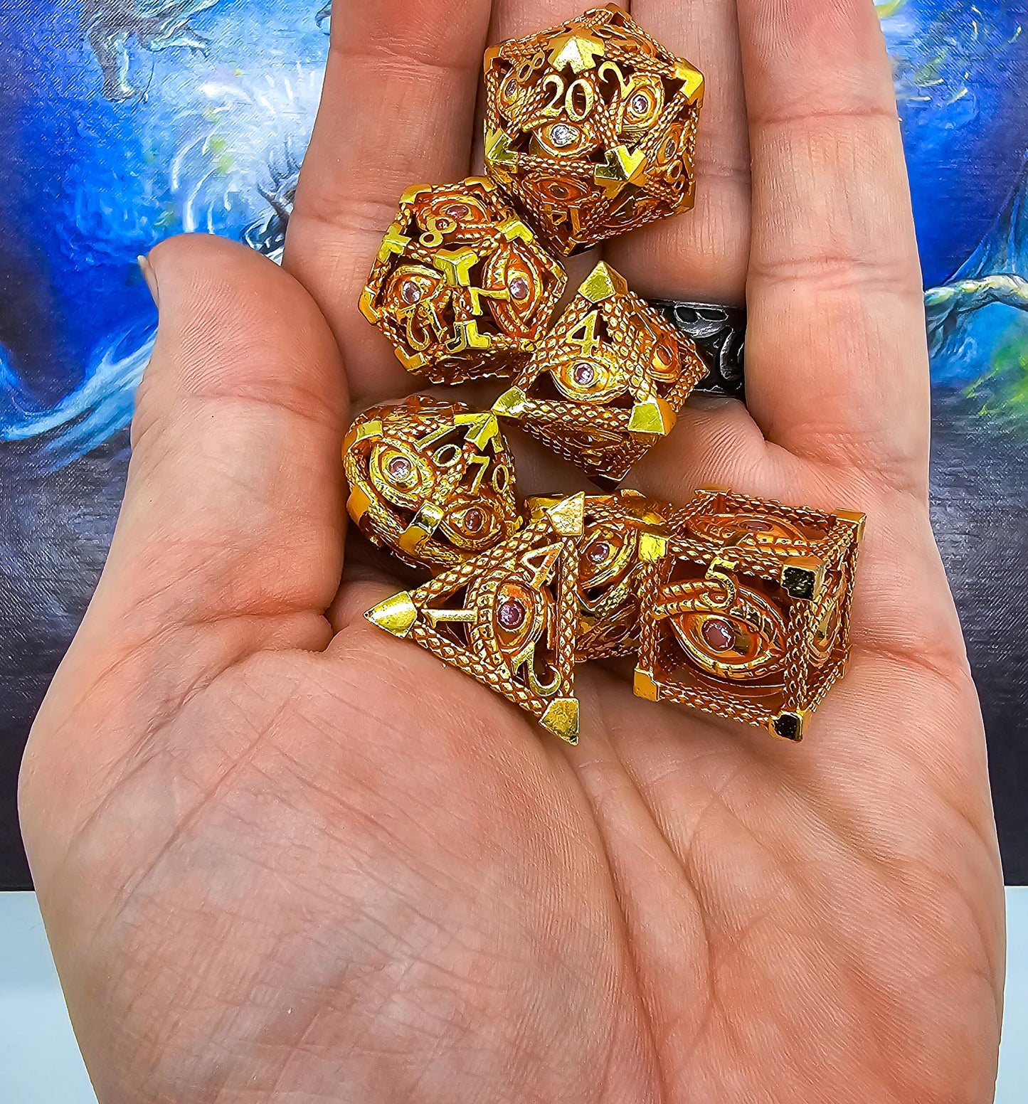 Red & Gold Hollow Metal Illuminati Dice