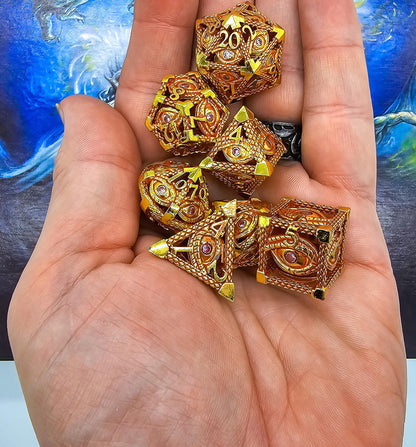 Red & Gold Hollow Metal Illuminati Dice