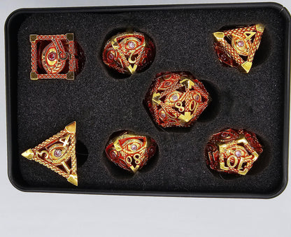 Red & Gold Hollow Metal Illuminati Dice