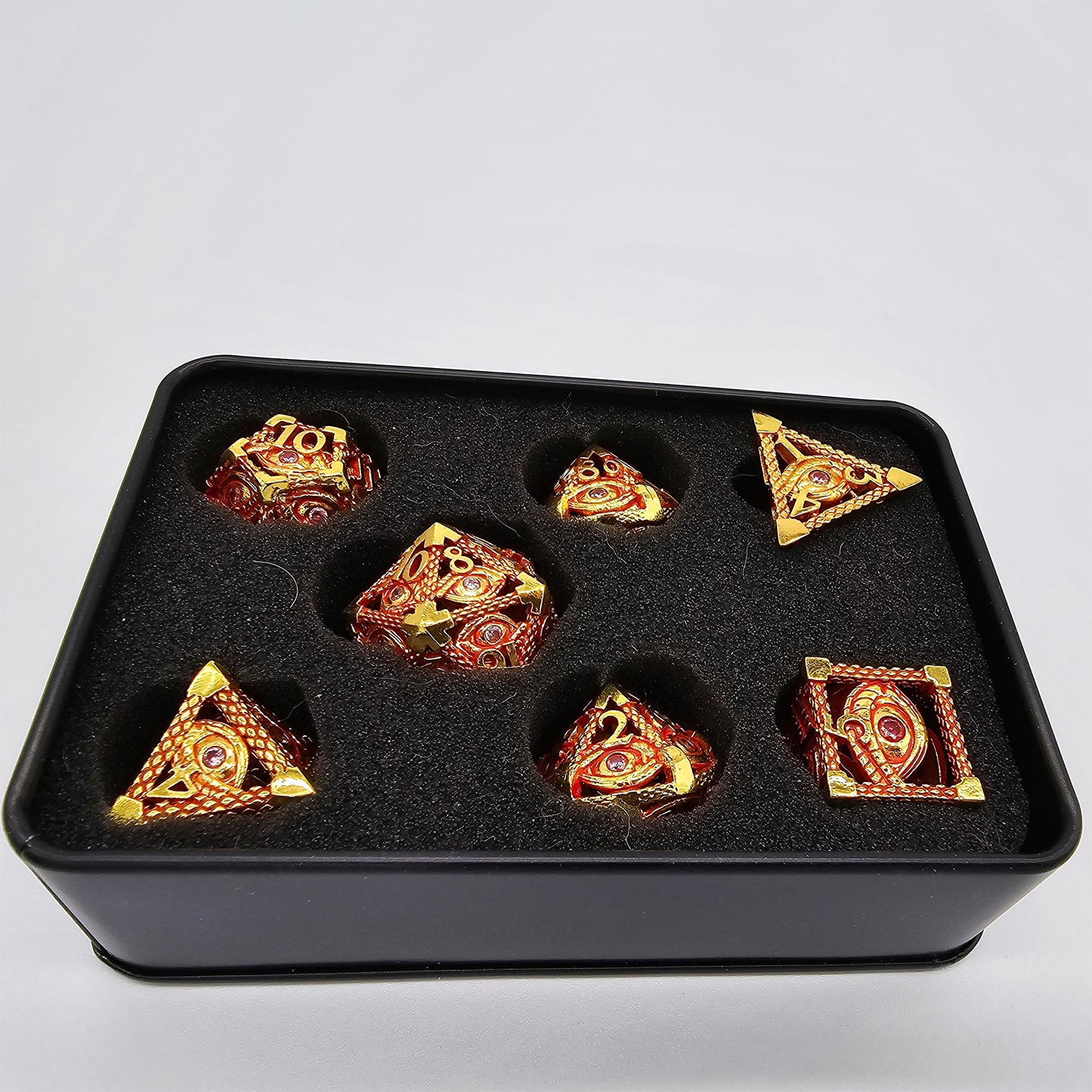 Red & Gold Hollow Metal Illuminati Dice