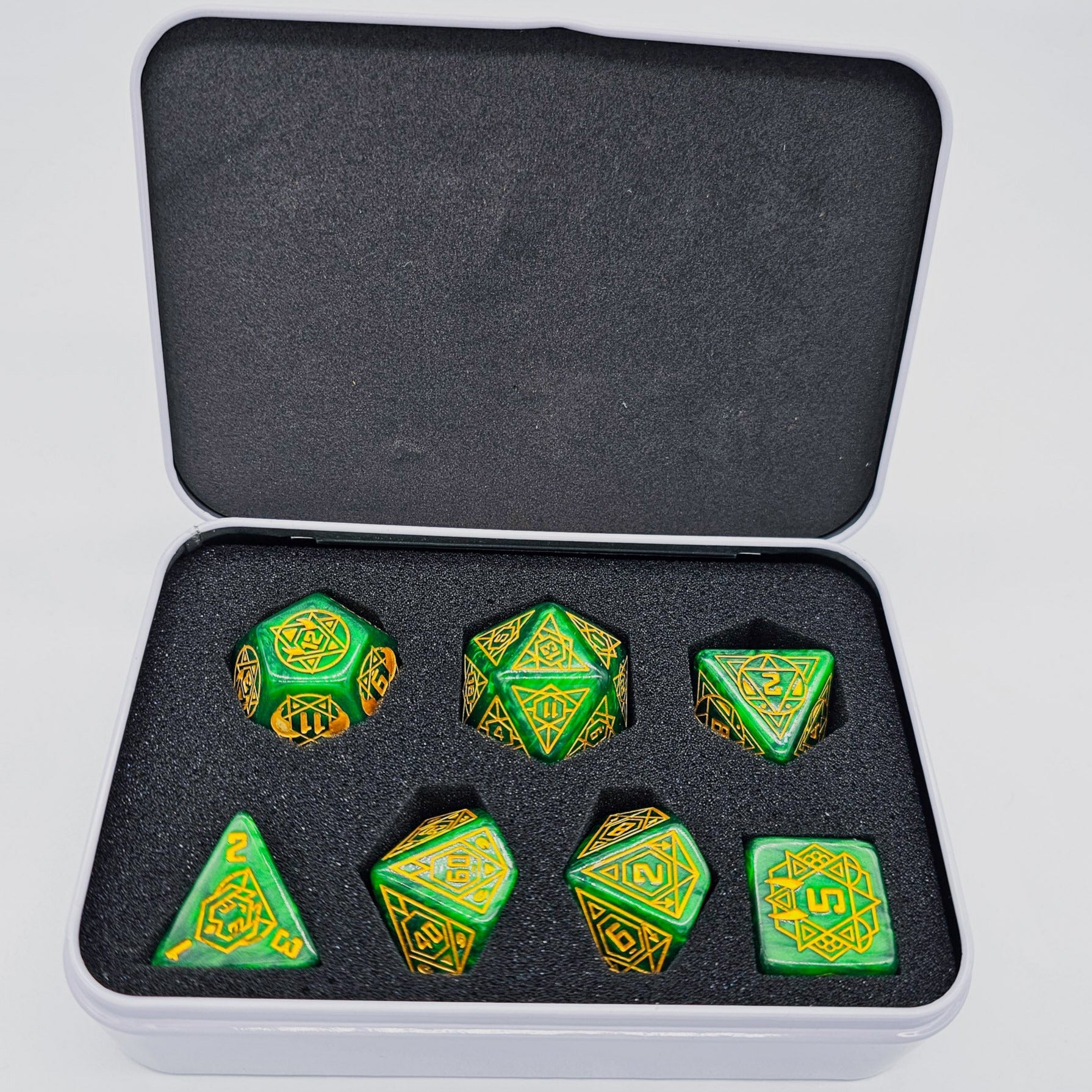 Green Star Constellation 7 Piece DND Dice Set