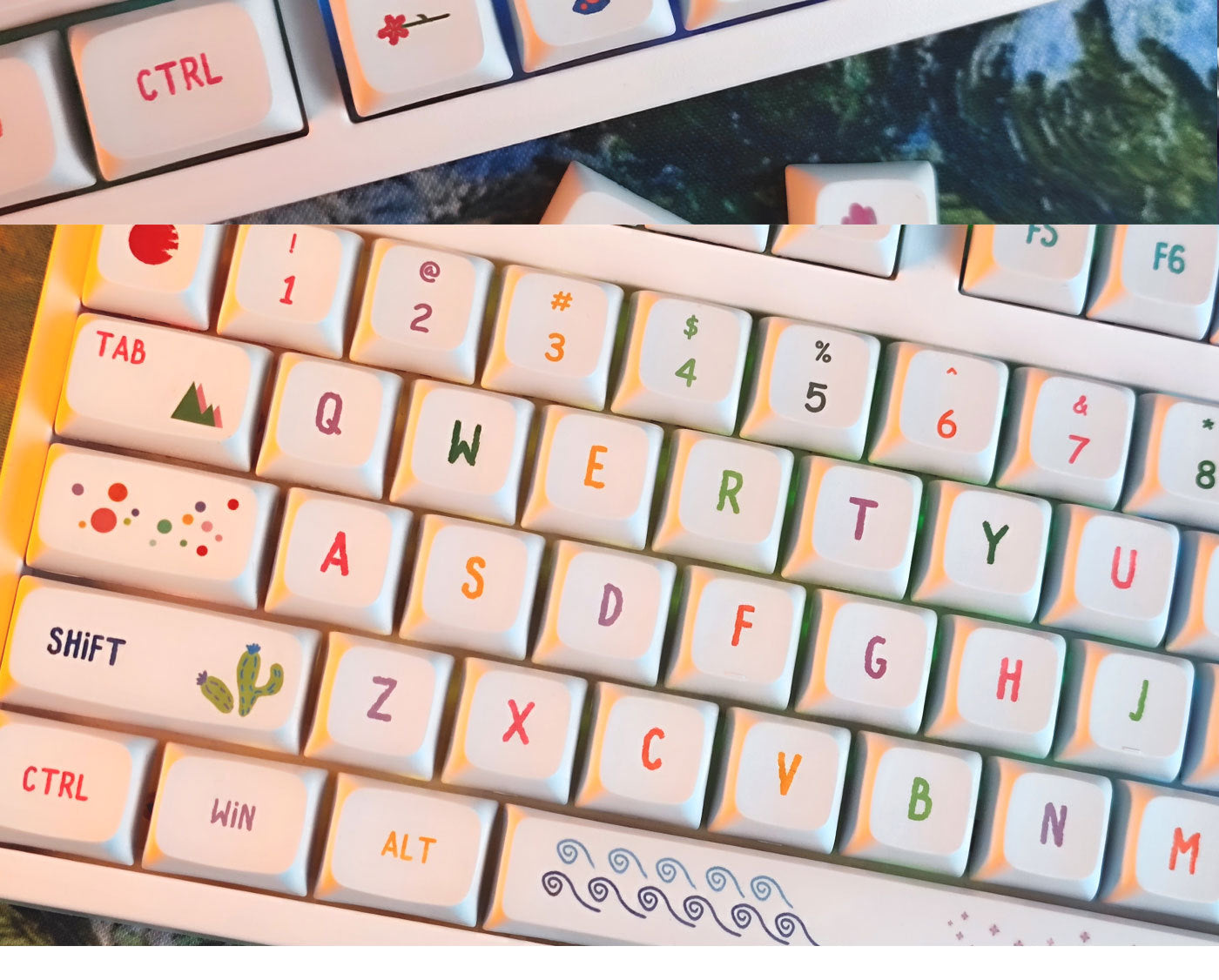 100% Full Size Colorful Summer Themed Keycaps