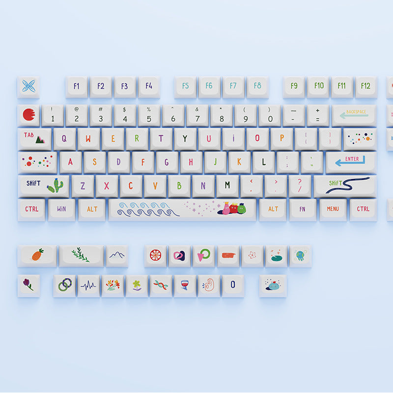 100% Full Size Colorful Summer Themed Keycaps