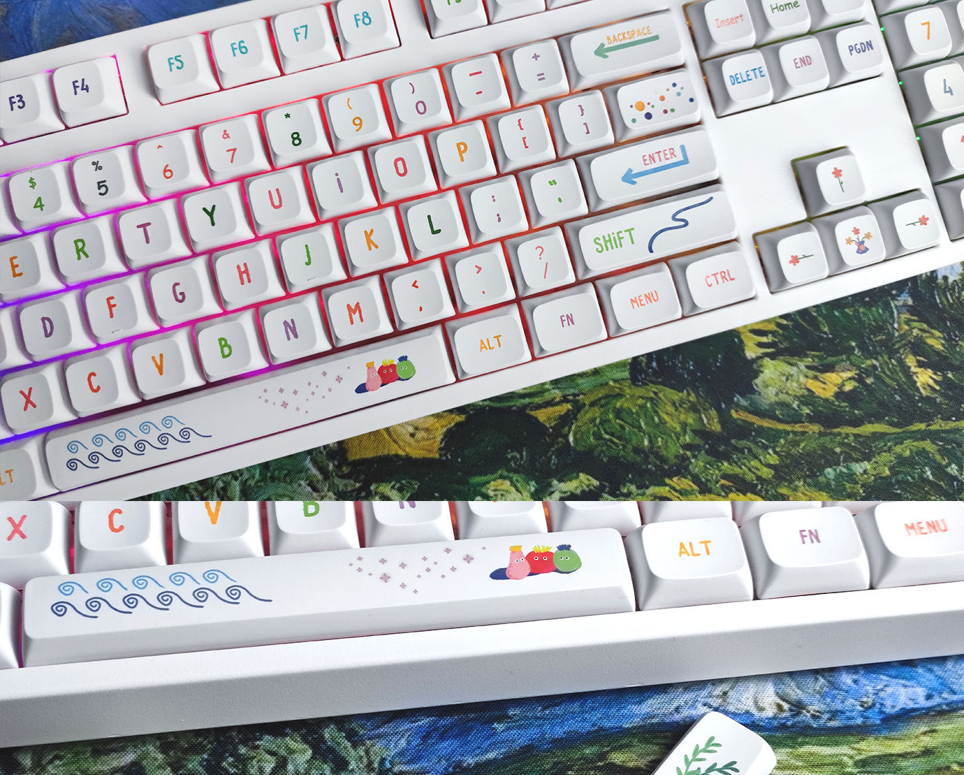 100% Full Size Colorful Summer Themed Keycaps