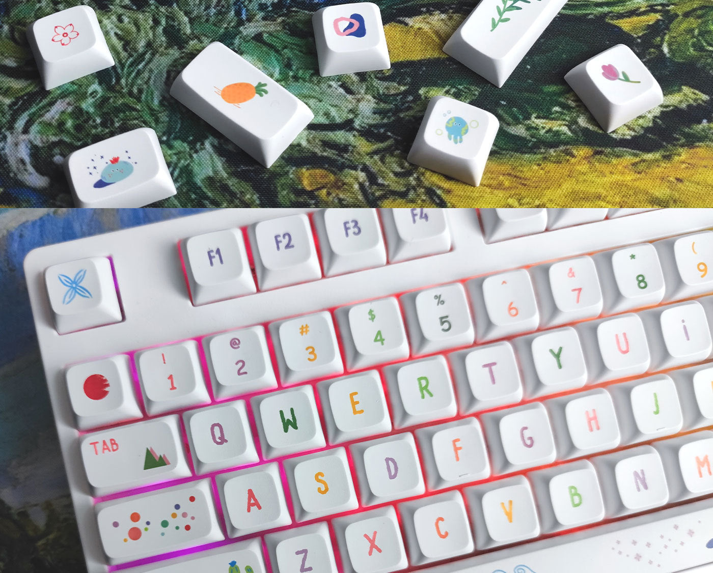 100% Full Size Colorful Summer Themed Keycaps