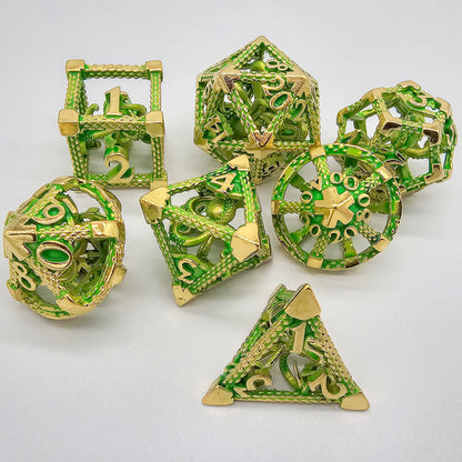 Green & Gold Hollow Metal Cthulhu Dice