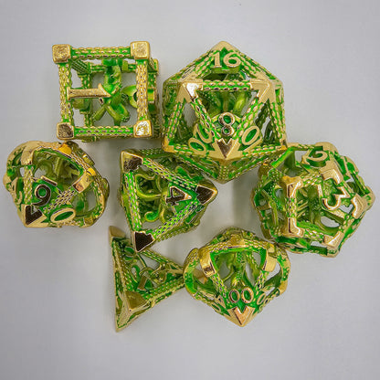 Green & Gold Hollow Metal Cthulhu Dice