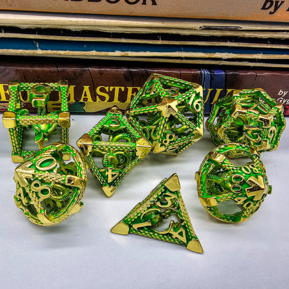 Green & Gold Hollow Metal Cthulhu Dice