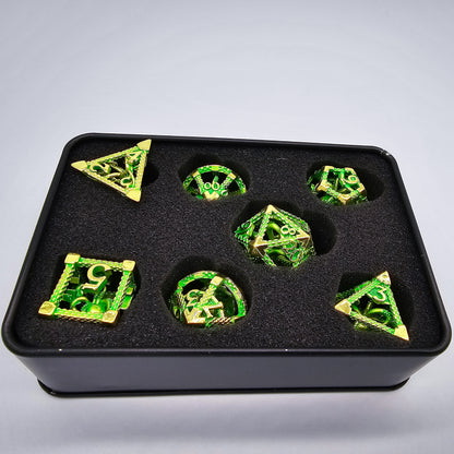 Green & Gold Hollow Metal Cthulhu Dice