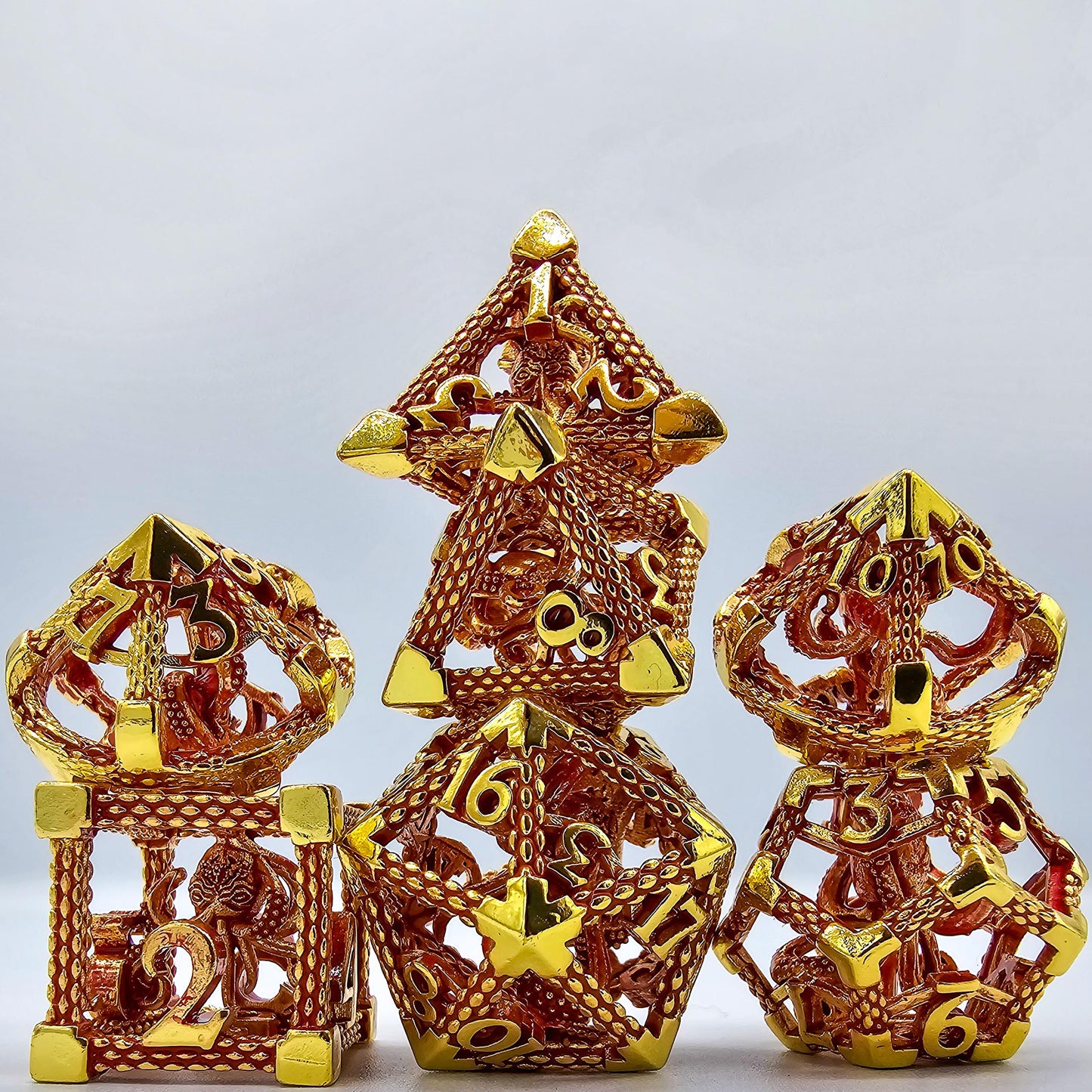 Red & Gold Hollow Metal Cthulhu Dice