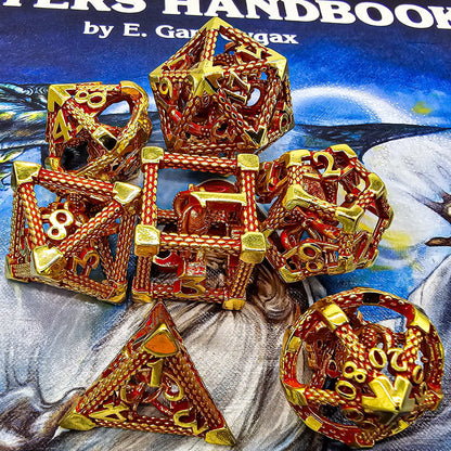 Red & Gold Hollow Metal Cthulhu Dice