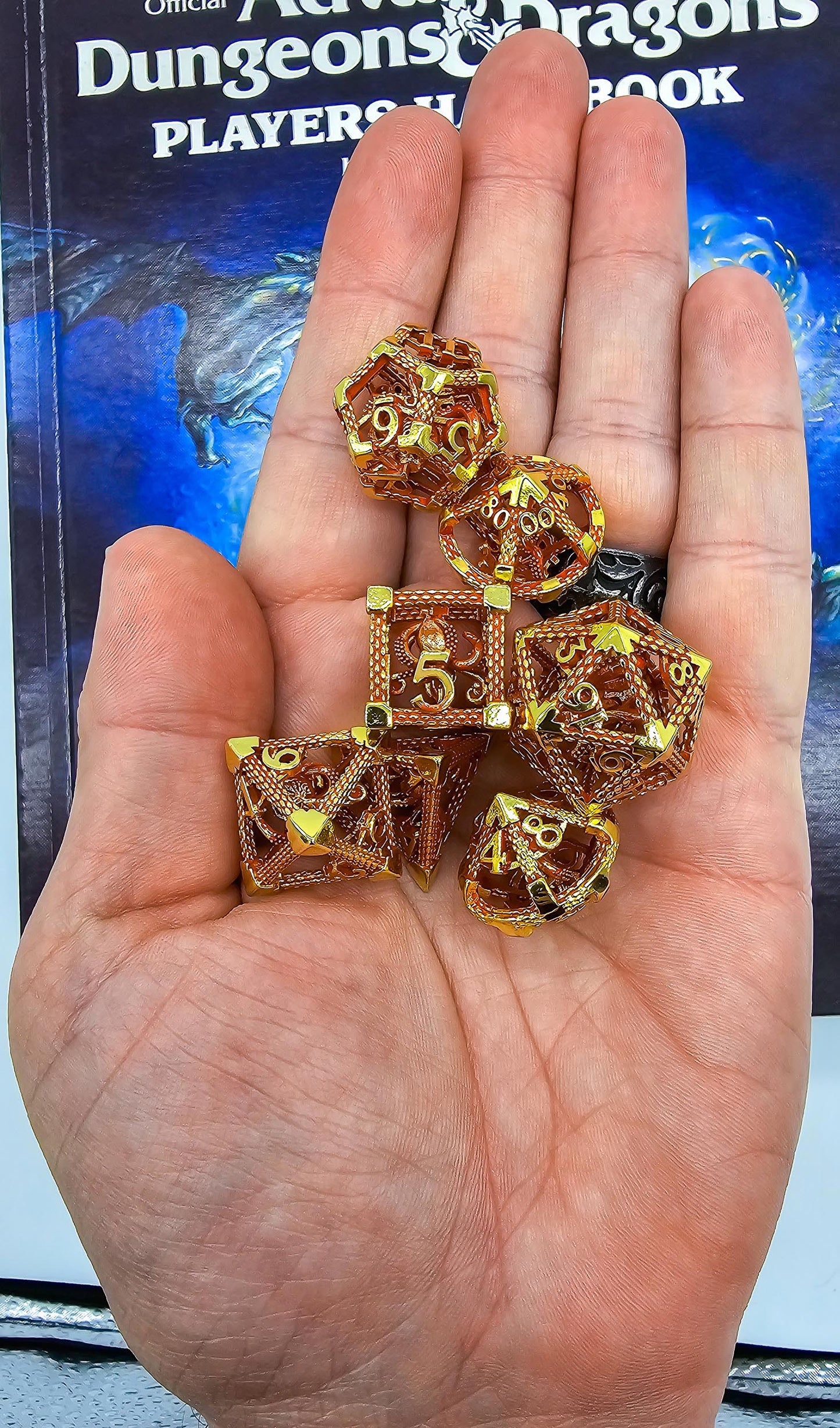 Red & Gold Hollow Metal Cthulhu Dice