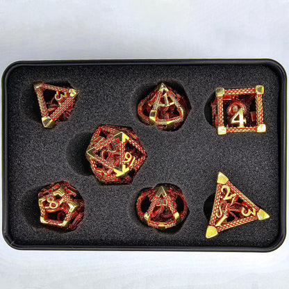 Red & Gold Hollow Metal Cthulhu Dice