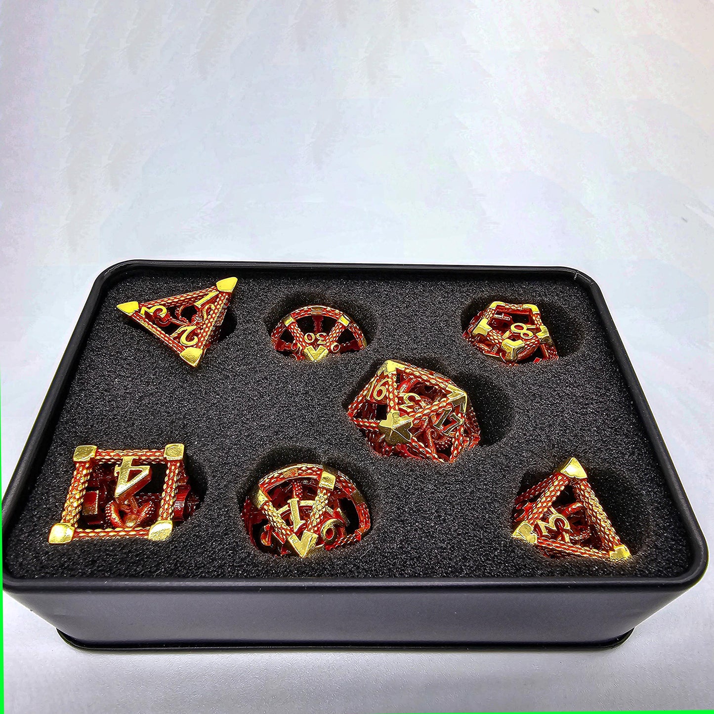 Red & Gold Hollow Metal Cthulhu Dice