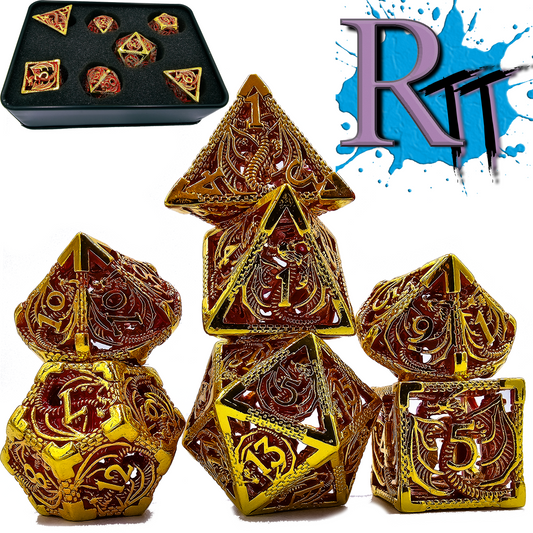 Red & Gold Hollow Metal Dragon Dice
