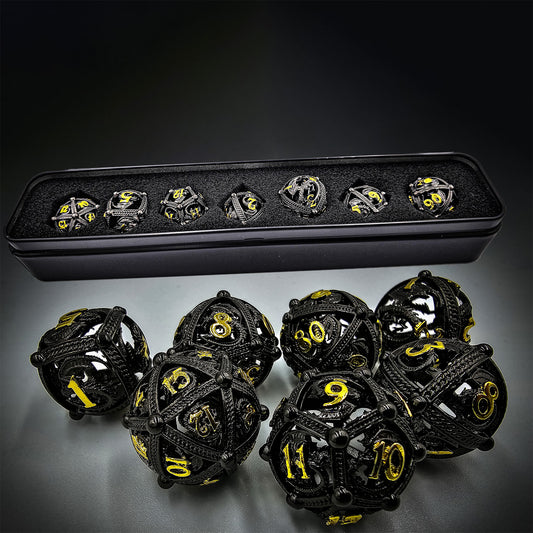 Black & Gold Hollow Metal Dragon Orb Dice