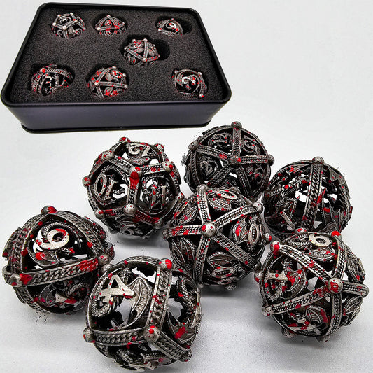 Silver Gray Bloody Hollow Metal Dragon Orb Dice