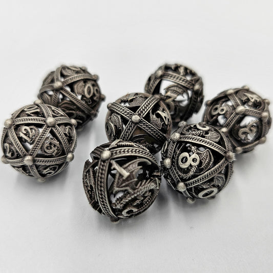 Gray Hollow Metal Dragon Orb Dice