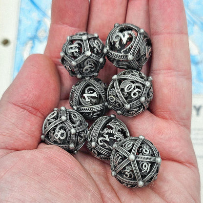 Gray Hollow Metal Dragon Orb Dice