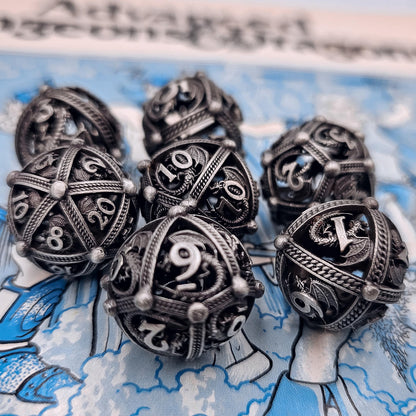 Gray Hollow Metal Dragon Orb Dice