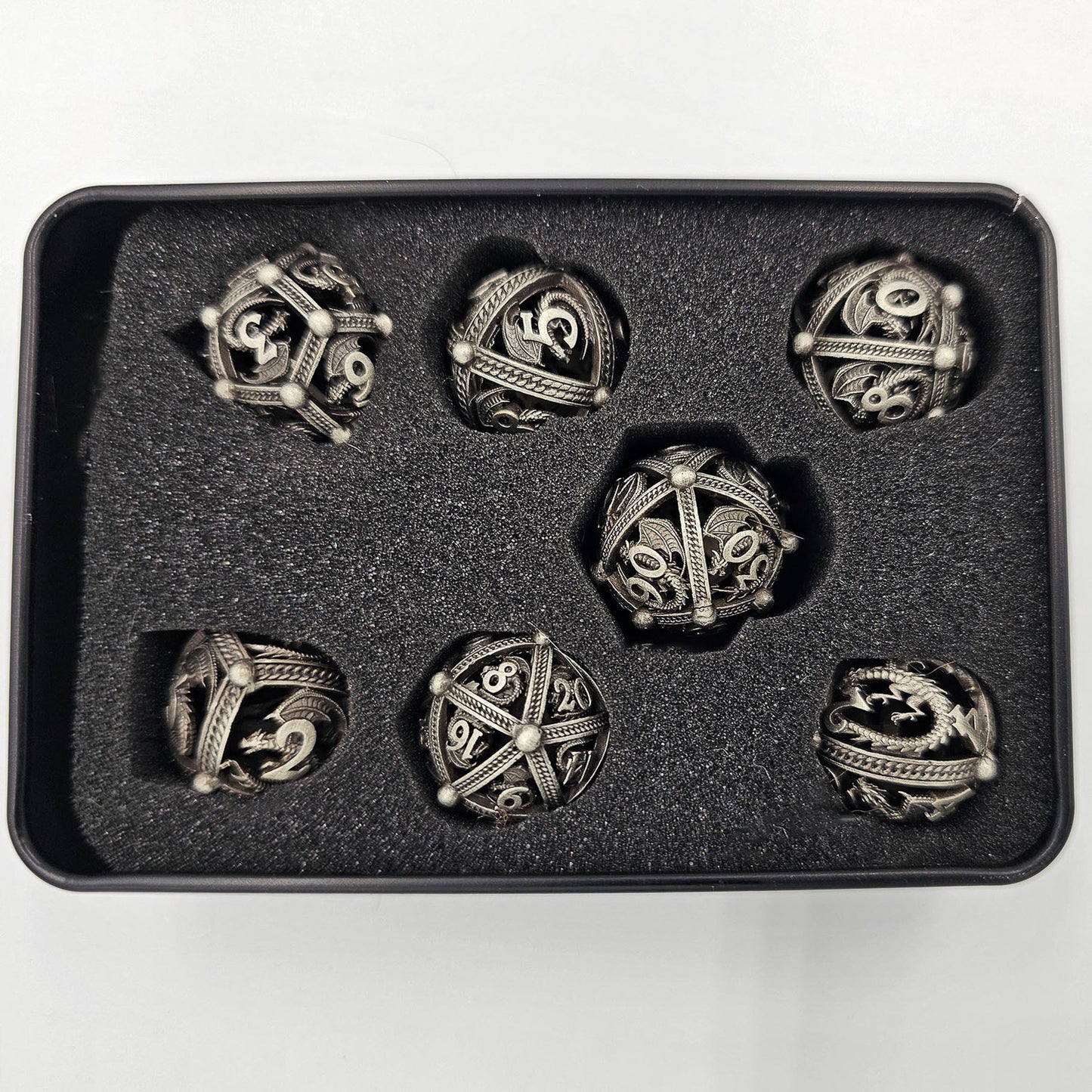 Gray Hollow Metal Dragon Orb Dice