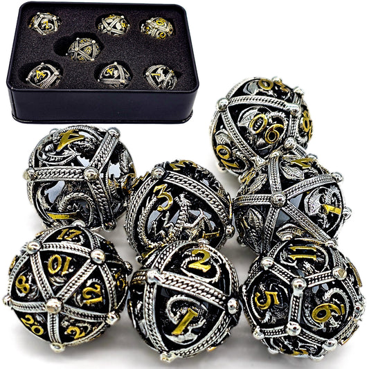 Silver & Gold Hollow Metal Dragon Orb Dice