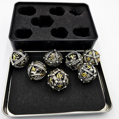 Silver & Gold Hollow Metal Dragon Orb Dice