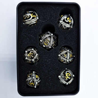 Silver & Gold Hollow Metal Dragon Orb Dice