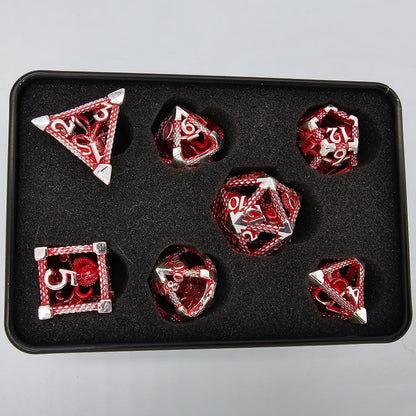 Red & Silver Hollow Metal Cthulhu Dice