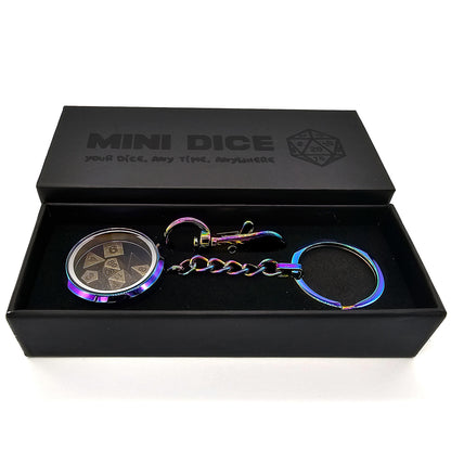 Iridescent Metal Keychain Mini DND Dice Container