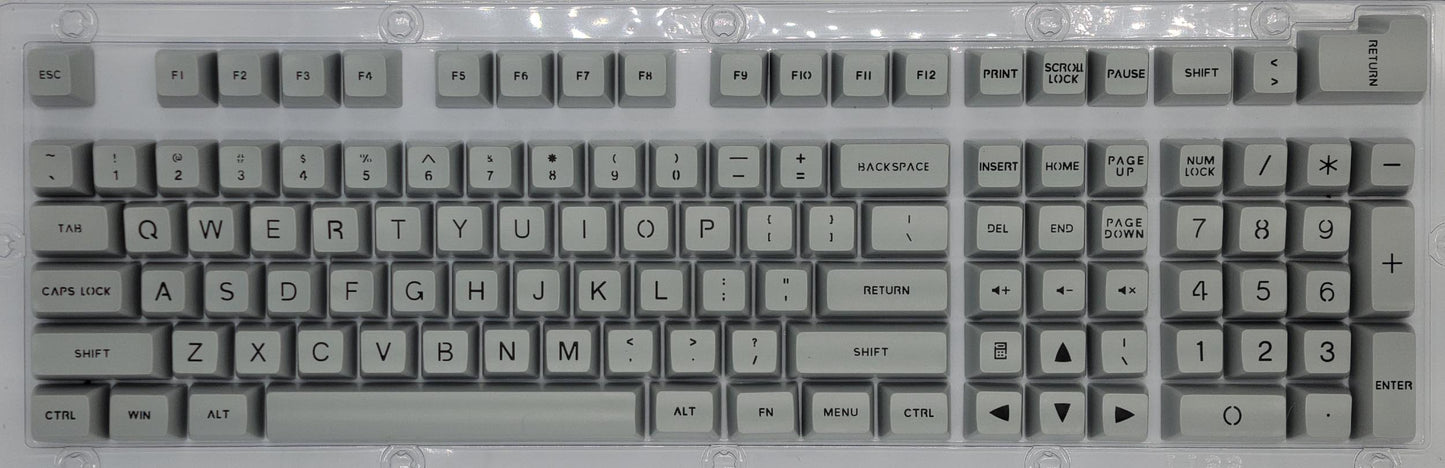 100% Full Size 104 Piece Gray Keycap Set for Mechanical Keybaords