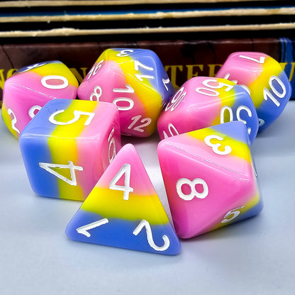 7pcs/Set Pastel Resin DND Dice (Blue, Yellow & Pink)