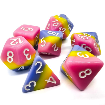 7pcs/Set Pastel Resin DND Dice (Blue, Yellow & Pink)