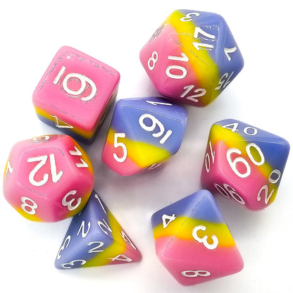 7pcs/Set Pastel Resin DND Dice (Blue, Yellow & Pink)