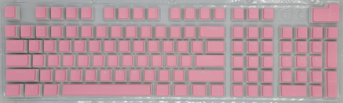 100% Full Size 104 Key Pink & White Pudding Keycap Set for Mechanical Keybaords