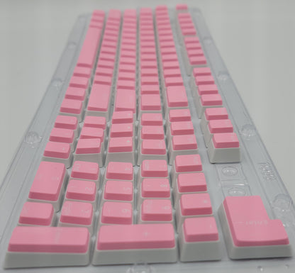 100% Full Size 104 Key Pink & White Pudding Keycap Set for Mechanical Keybaords