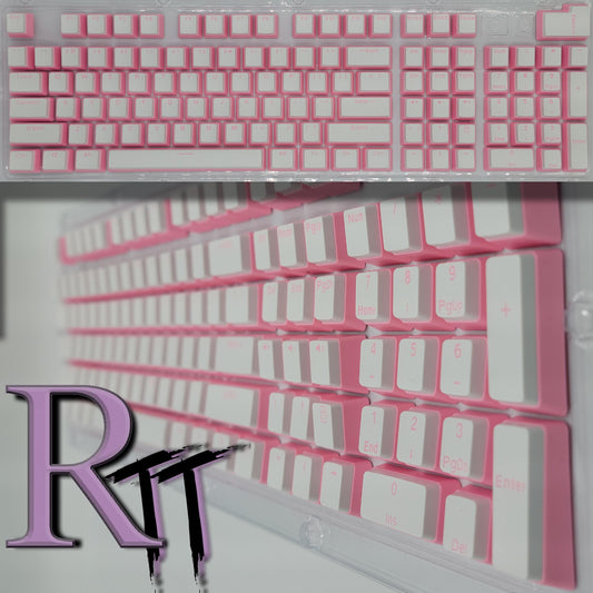 100% Full Size 104 Key Pink & White Pudding Keycap Set for Mechanical Keybaords