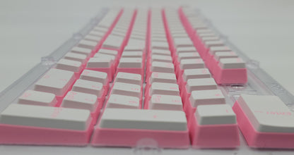 100% Full Size 104 Key Pink & White Pudding Keycap Set for Mechanical Keybaords