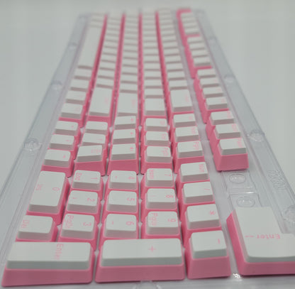 100% Full Size 104 Key Pink & White Pudding Keycap Set for Mechanical Keybaords