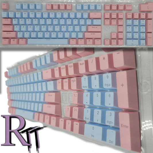 100% Full Size 104 Key Pink & Blue Keycap Set for Mechanical Keybaords