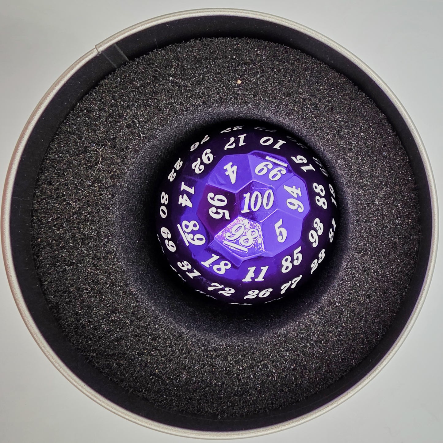 Purple Metal D100 DND Dice