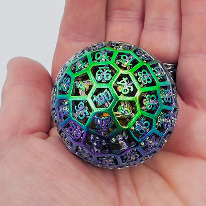 Rainbow Hollow Metal D100 DND Dice