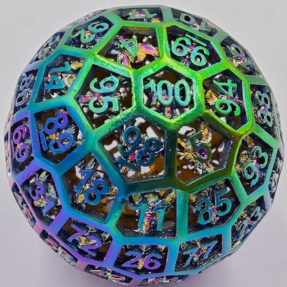 Rainbow Hollow Metal D100 DND Dice