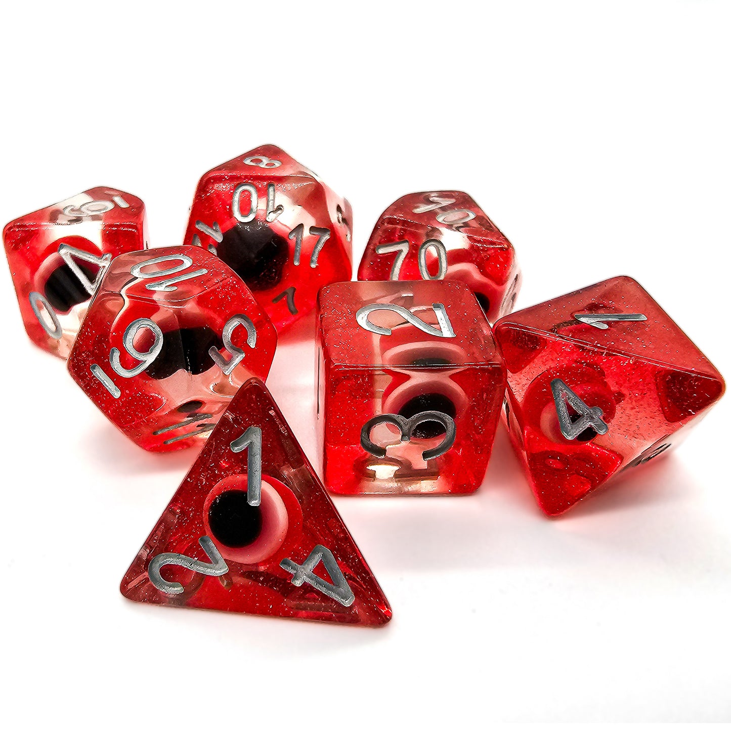 Resin Red Evil Eye DND Dice Set