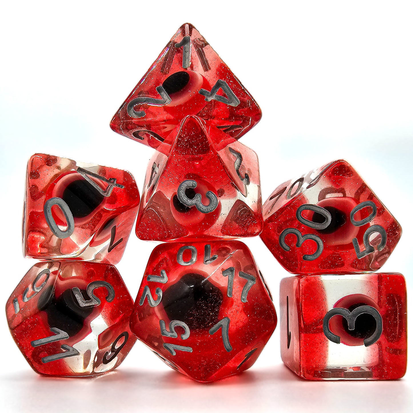 Resin Red Evil Eye DND Dice Set